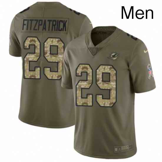 Mens Nike Miami Dolphins 29 Minkah Fitzpatrick Limited Olive Camo 2017 Salute to Service NFL Jersey